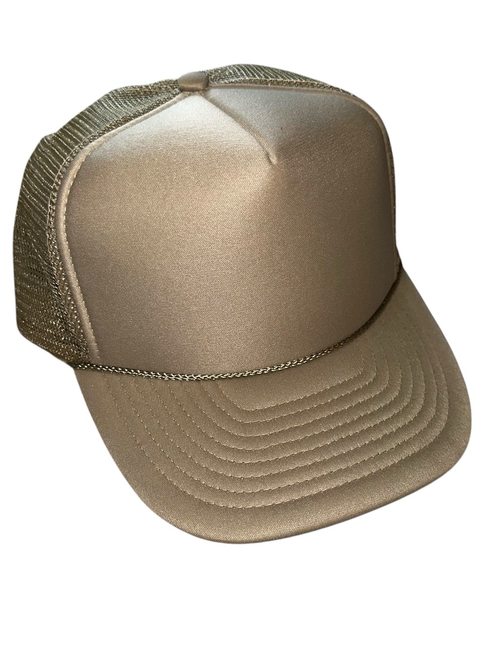 Vintage 80s Nissun Cap Snap Back Blank Trucker Hat Tan / Khaki